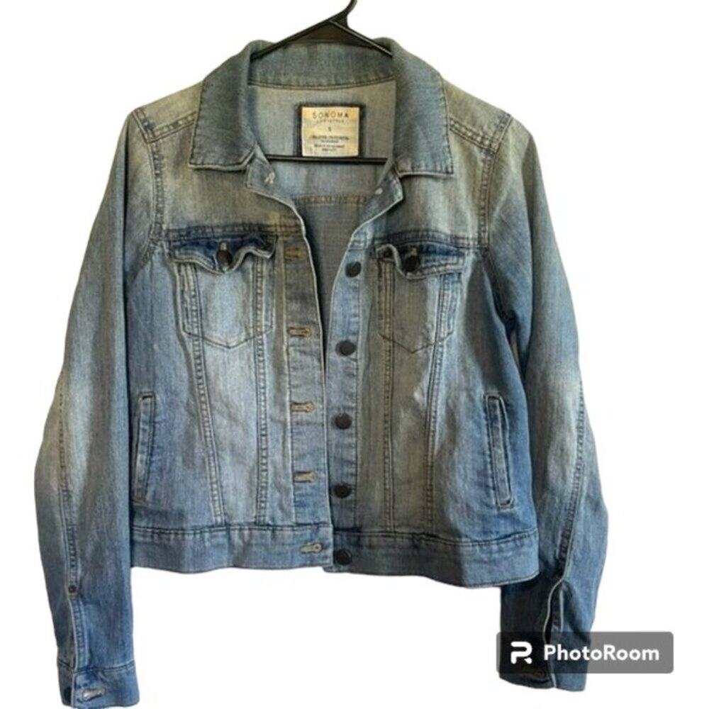 Sonoma Distressed Button Front Jean Jacket Size Small